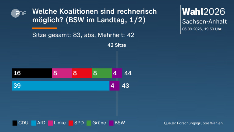 Welche Koalitionen sind rechnerisch möglich? (BSW im Landtag, 1/2)