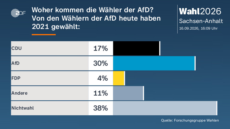 Woher kommen die Wähler der AfD?|Von den Wählern der AfD heute haben 2021 gewählt: